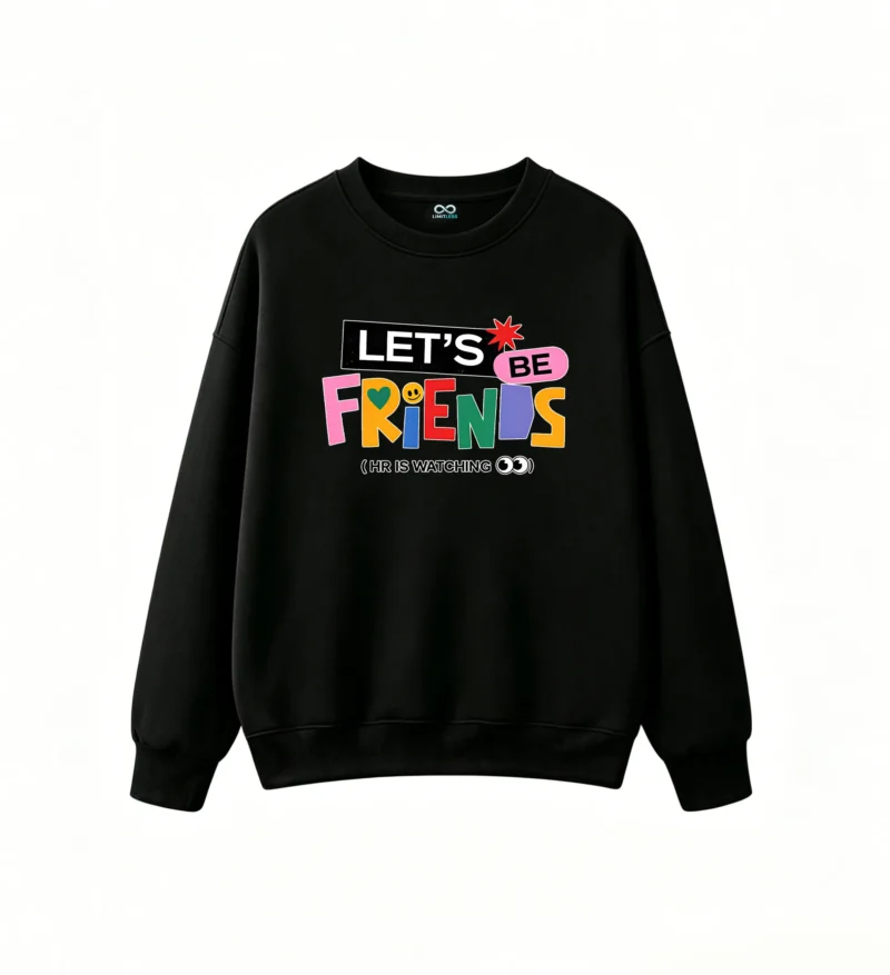 Buzo cuello redondo, estampa Be Friends diseño colorido