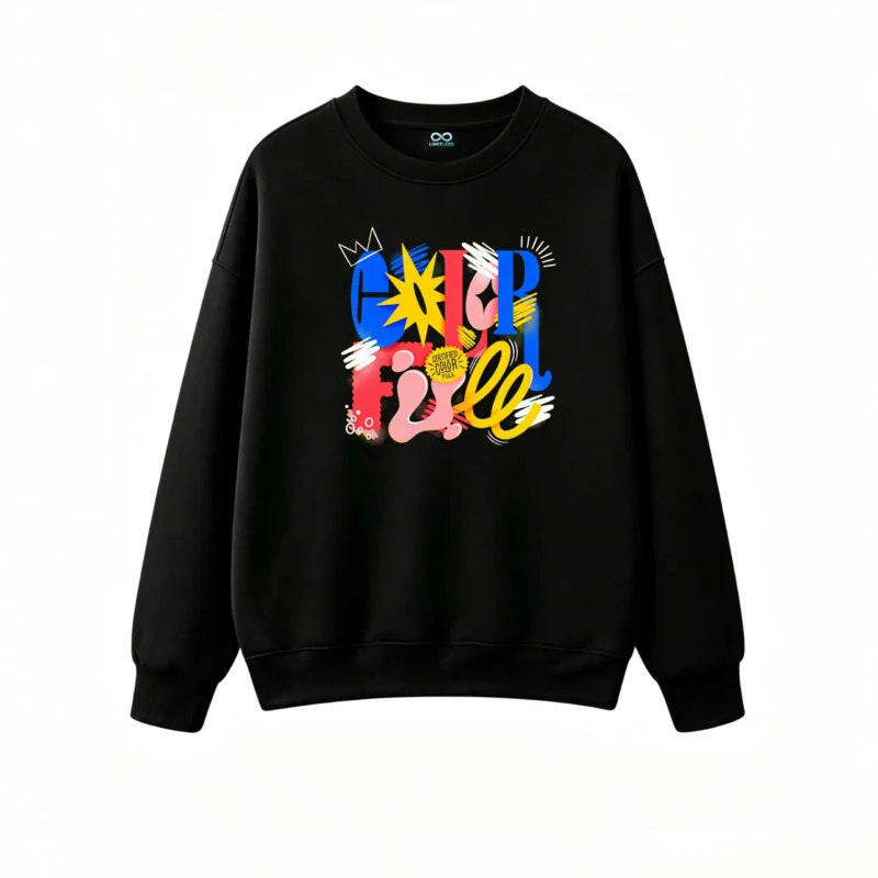 Buzo cuello redondo, estampa colorida diseño pop urbano