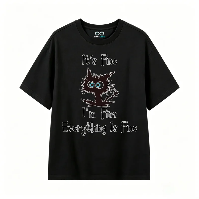 主图_1 It's Fine Everything Is Fine Funny Cat T-Shirt