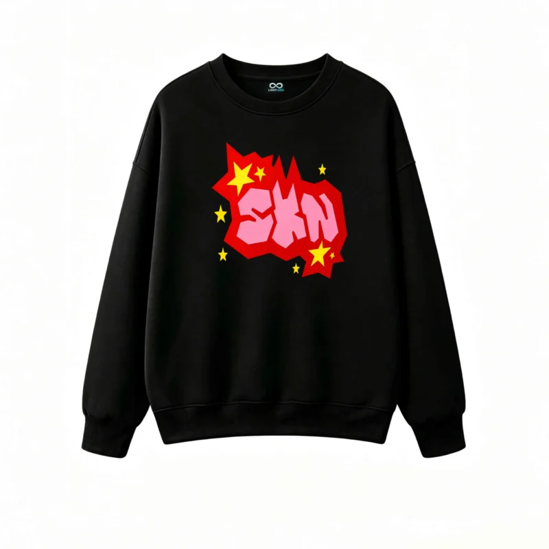 主图_1 Buzo cuello redondo, grafiti urbano diseño Skn pop