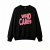 Buzo cuello redondo, estampa Who Cares vintage holgado