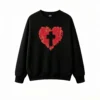 Buzo cuello redondo, corazón cruz gótico diseño casual