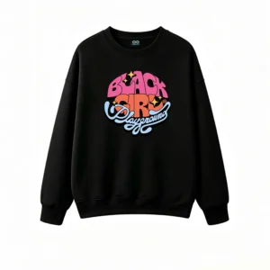 主图_1 Buzo cuello redondo, estampa Black Girl retro holgado