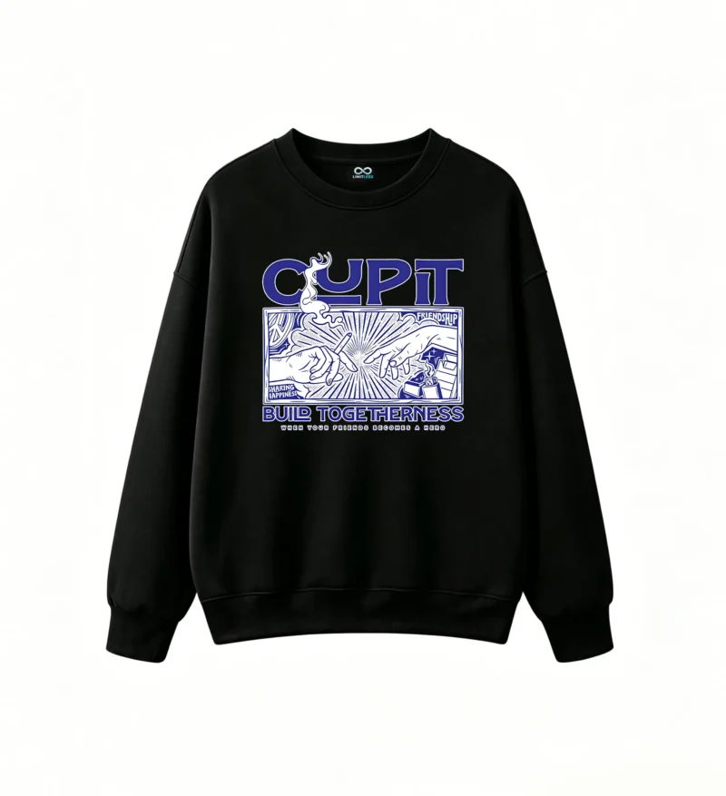 Buzo cuello redondo Cupit, estampa diseño urbano