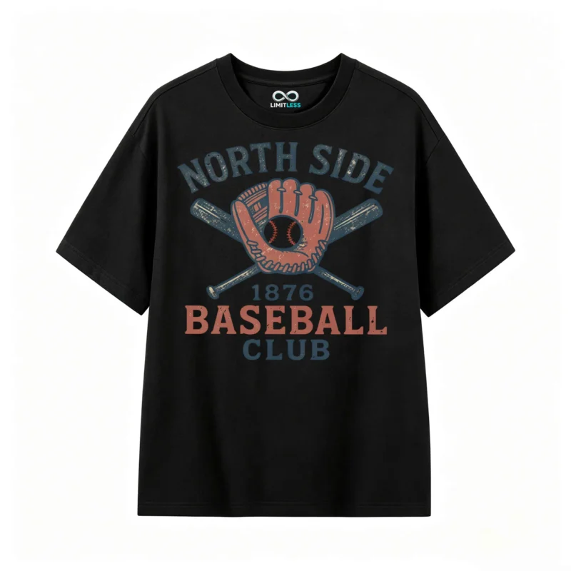 主图_1 North Side 1876 Baseball Club Vintage Graphic T-Shirt