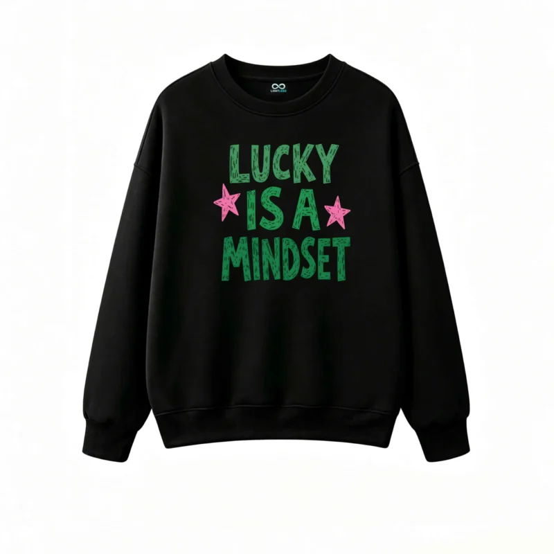 主图_1 Buzo cuello redondo, estampa Lucky Is A Mindset verano