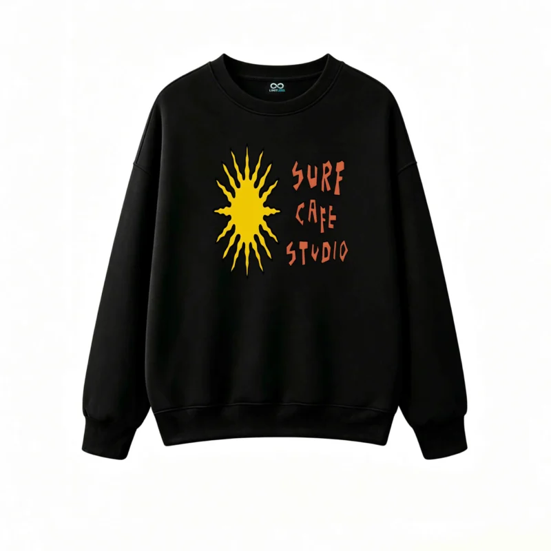 Buzo cuello redondo Surf Cafe, estampa sol de playa