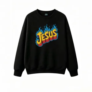 Buzo cuello redondo, estampa Jesús Fuego diseño urbano