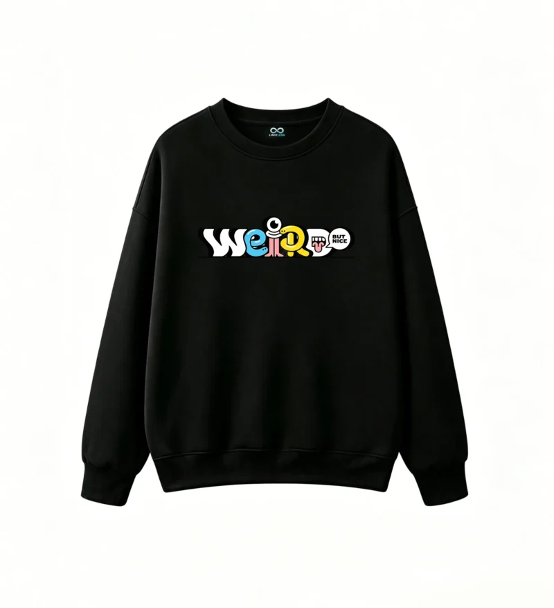 Buzo cuello redondo, estampa Weird But Nice diseño urbano