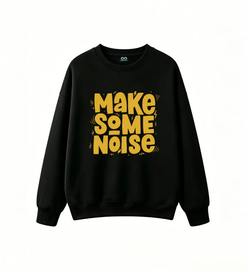 Buzo cuello redondo, estampa Make Some Noise urbano