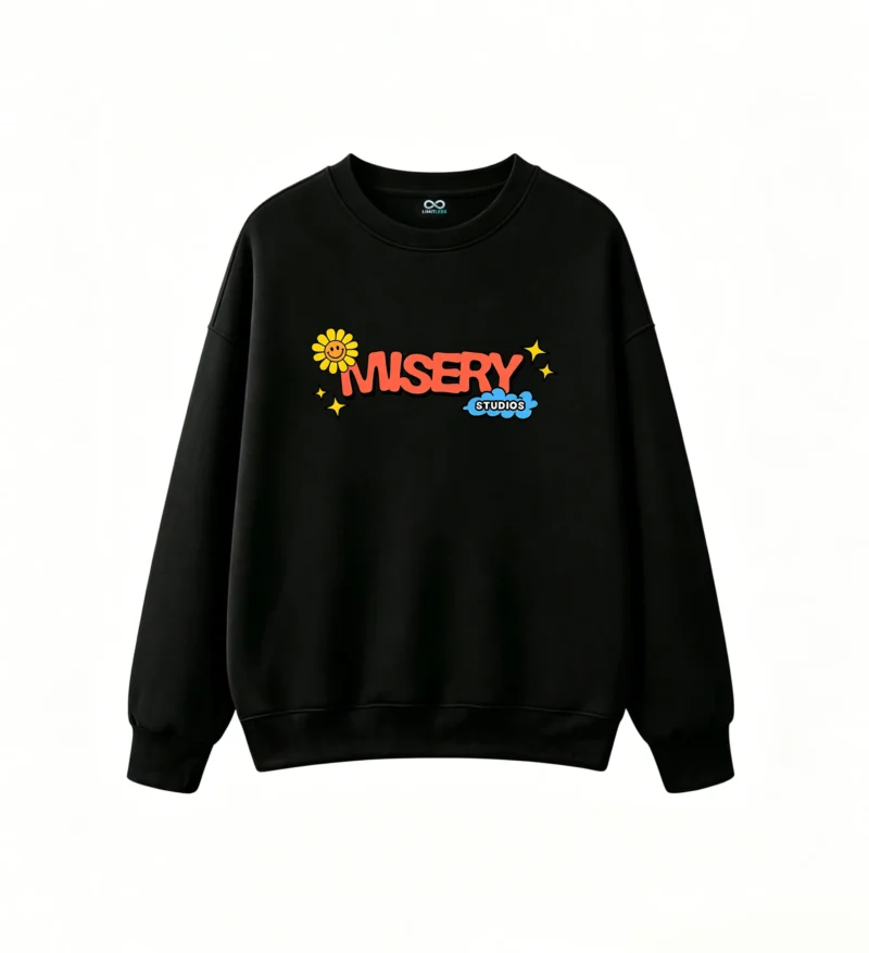 Buzo cuello redondo Misery Studios, estampa Y2K
