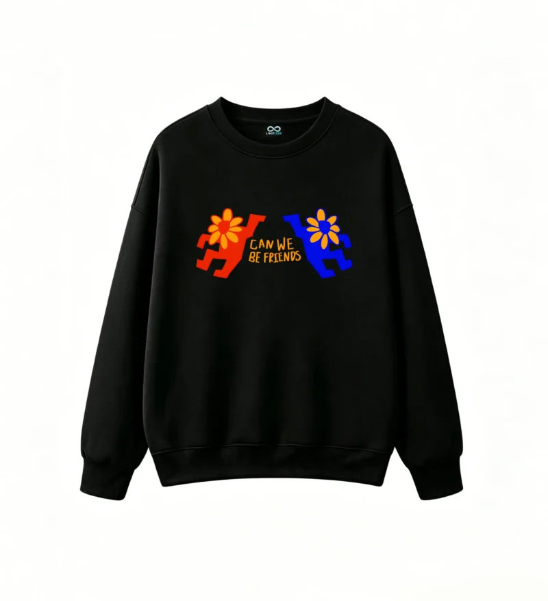 Buzo cuello redondo, diseño artístico abstracto estampado