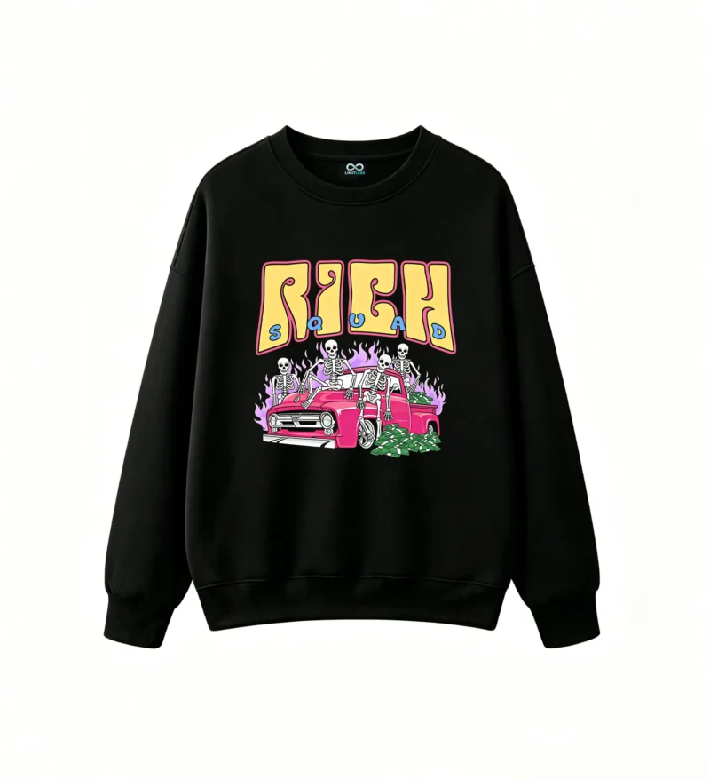 主图_1 Buzo cuello redondo, Rich Squad camioneta calaveras holgado