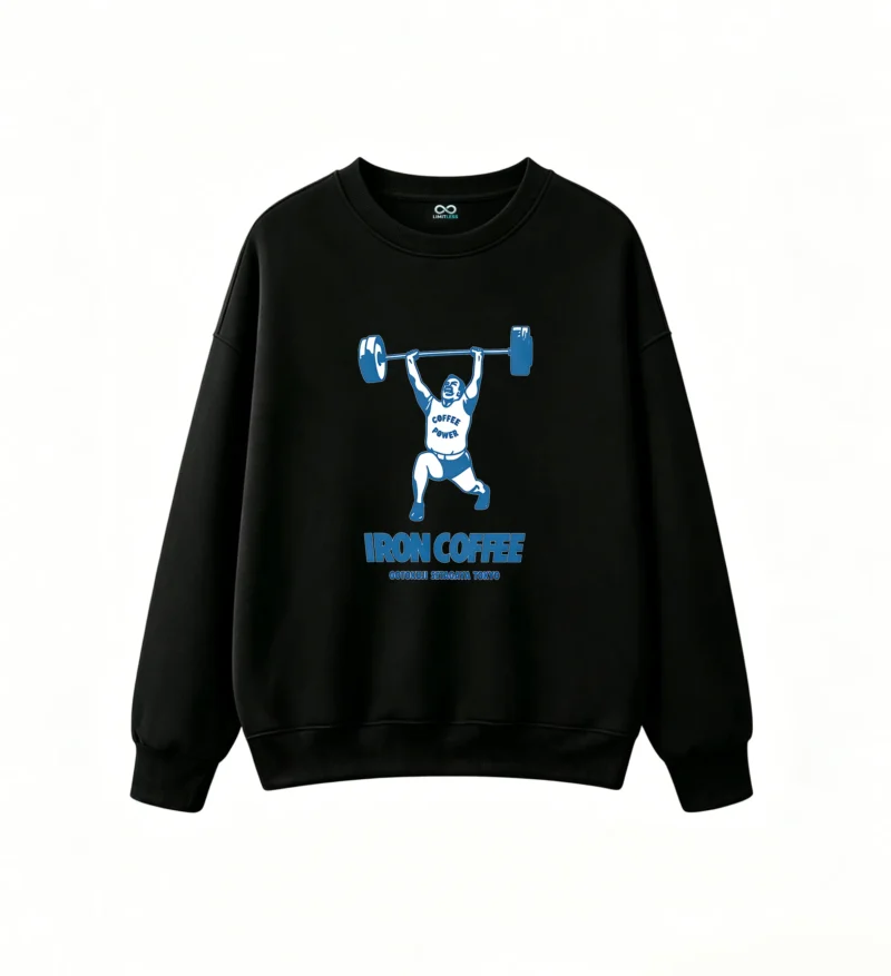 Buzo cuello redondo, Iron Coffee gimnasio pesas estampado