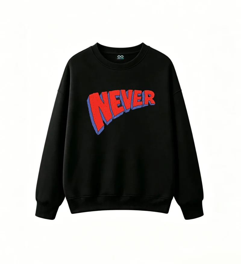 Buzo cuello redondo, estampa Never urbano casual