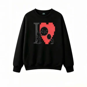 主图_1 Buzo cuello redondo, pixel arte corazón diseño casual