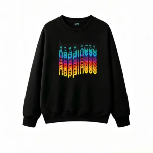 Buzo cuello redondo, felicidad multicolor estampa casual