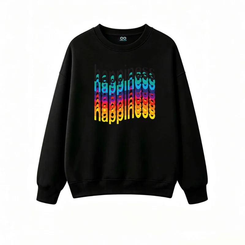 Buzo cuello redondo, felicidad multicolor estampa casual