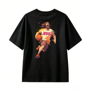 Remera Algodón Estampado Jesus Basketball Oversize Premium