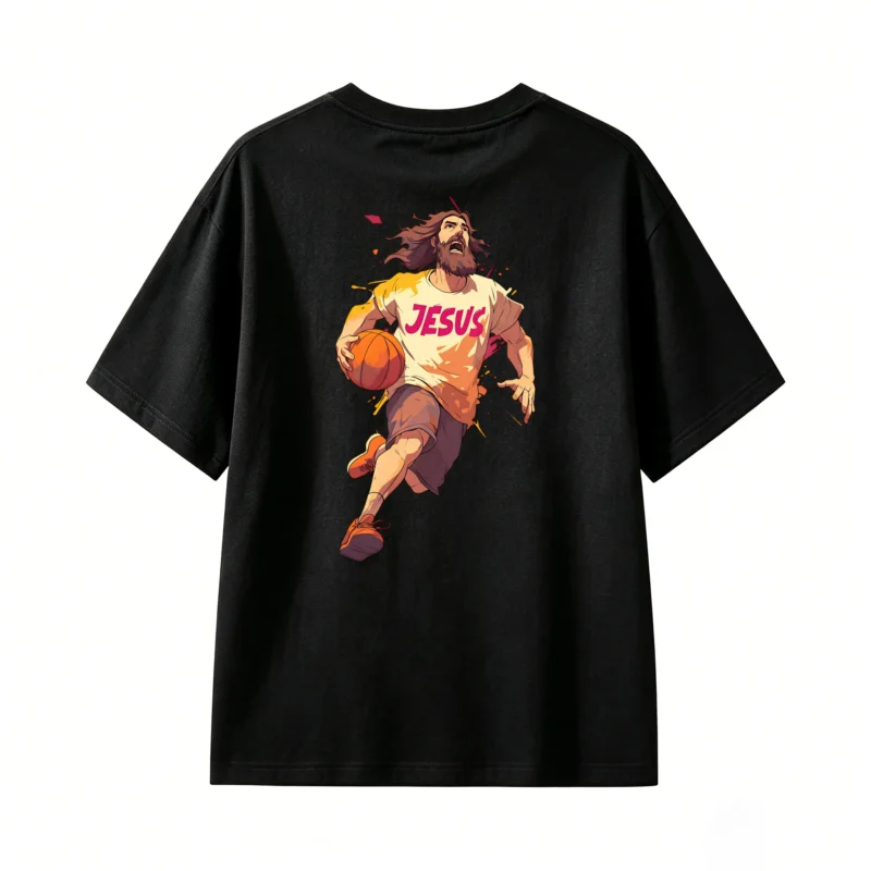 Remera Algodón Estampado Jesus Basketball Oversize Premium