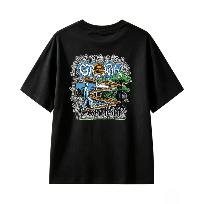 主图_1 Remera Algodón Estampada Growth Diseño Psicodélico Premium