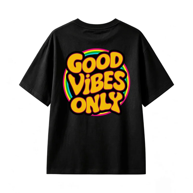 主图_1 Remera Algodón Good Vibes Estampado Retro Verano Calidad