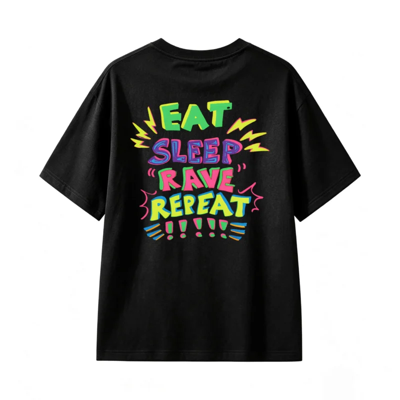 主图_1 Remera Algodón Estampada Rave Eat Sleep Repeat Oversize
