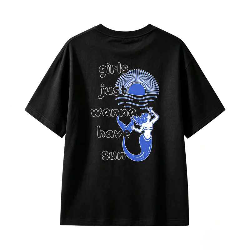 Remera Algodón Estampada Sirena Sol Diseño Verano Premium