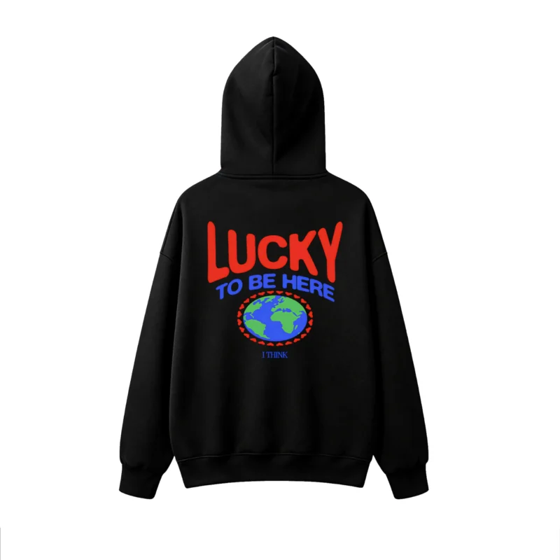Buzo capucha estampado Lucky To Be Here