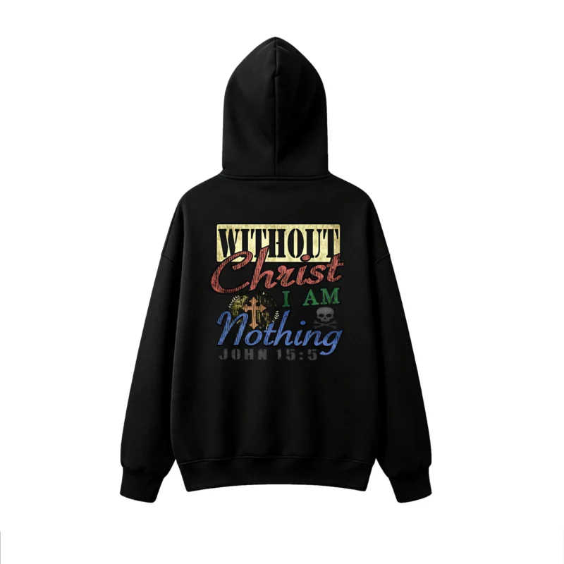 Buzo capucha estampado diseño religioso vintage