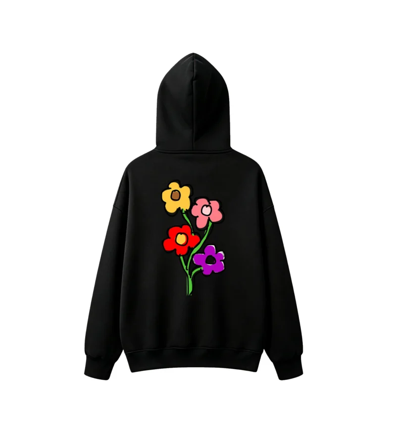 Buzo capucha estampado flores coloridas pop art
