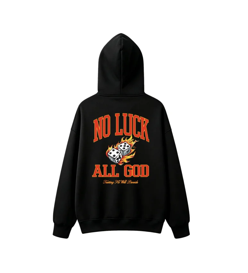 Buzo capucha estampado dados y fuego streetwear