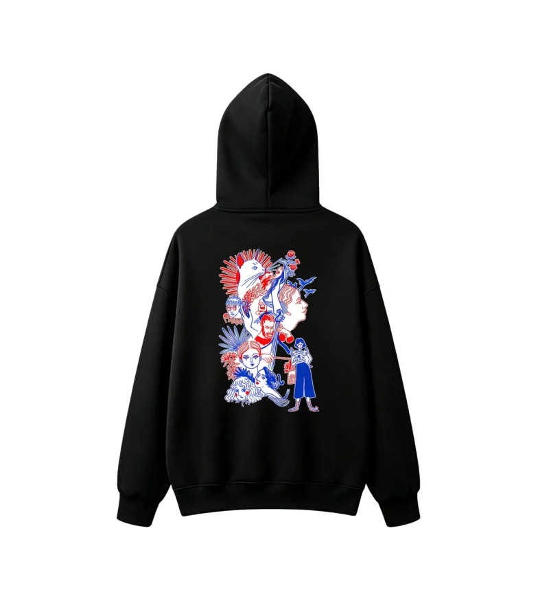 Buzo capucha estampado arte surrealista original