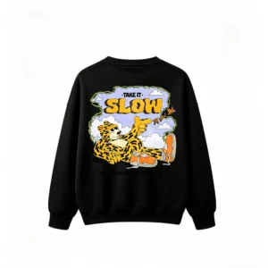 Take It Slow Leopard Back Print Crew Neck Sweatshirt