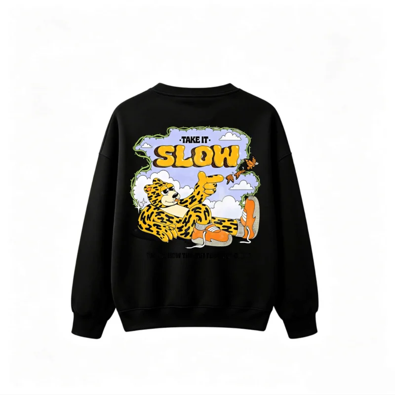 主图_1 Take It Slow Leopard Back Print Crew Neck Sweatshirt
