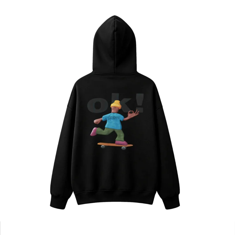 Buzo capucha estampado deporte skate