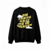 Buzo cuello redondo, estampa frase On Earth retro