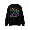 主图_1 Buzo cuello redondo, estampa frase Pray To Him retro