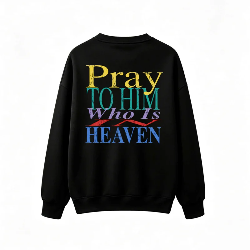 主图_1 Buzo cuello redondo, estampa frase Pray To Him retro