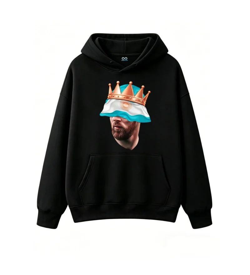 主图_1 Messi The GOAT King Argentina Flag Crown Hoodie