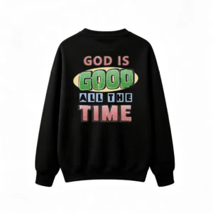 主图_1 Buzo cuello redondo, estampa frase God Is Good retro