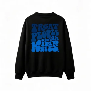 Buzo cuello redondo, estampa Treat People With Kindness retro