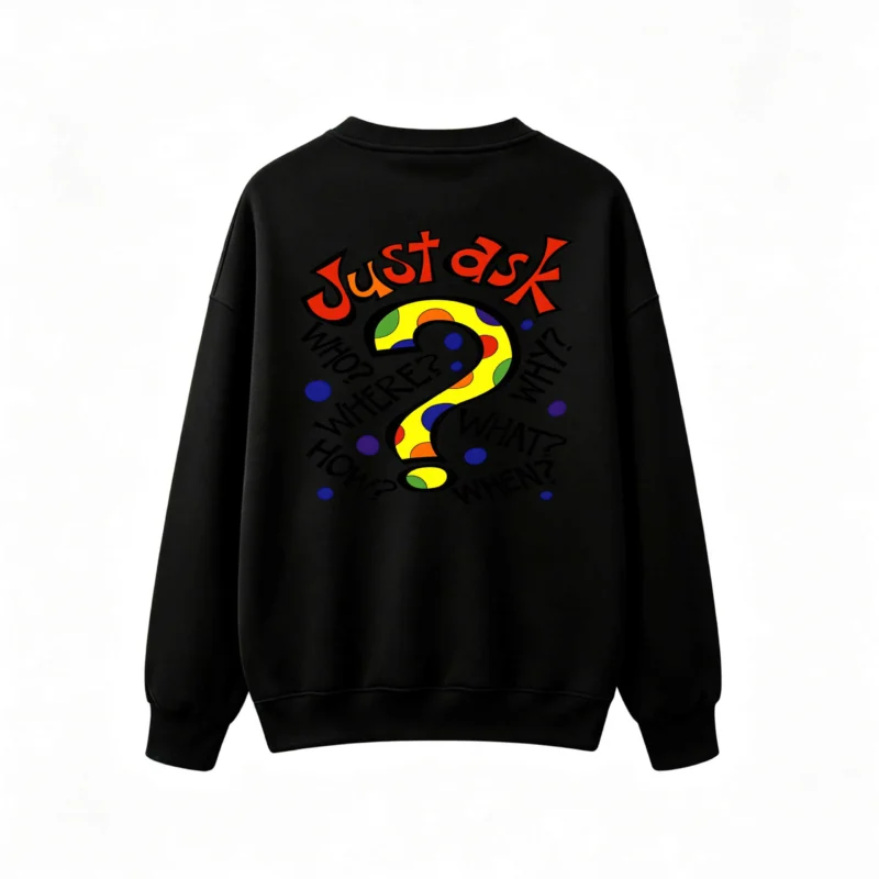 主图_1 Buzo cuello redondo, estampa Just Ask diseño original