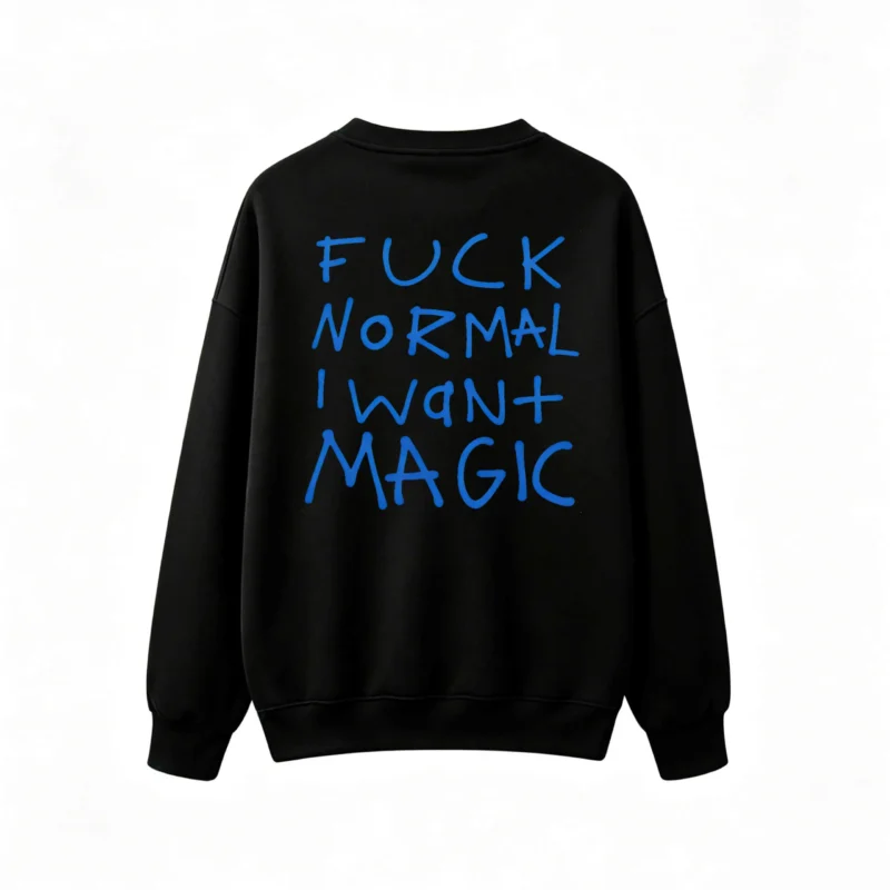 主图_1 Buzo cuello redondo, estampa frase Fuck Normal I Want Magic