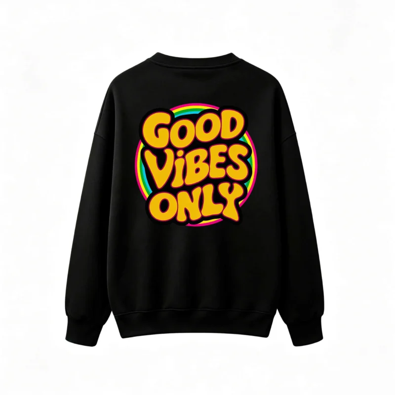 主图_1 Buzo cuello redondo, estampa Good Vibes retro