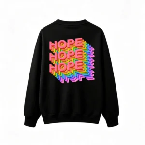 Buzo cuello redondo, estampa Hope diseño 3D colorido
