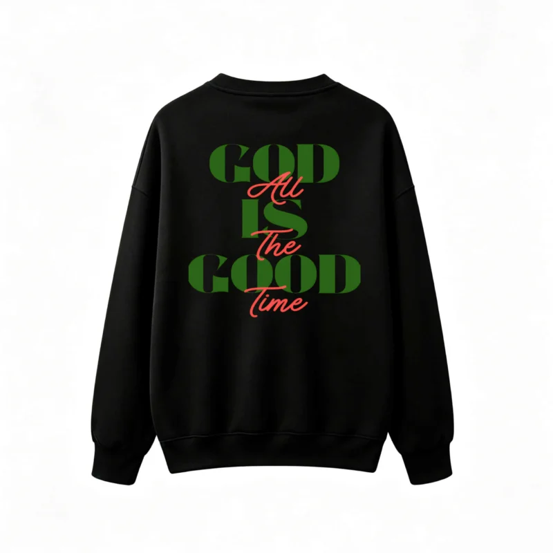 主图_1 Buzo cuello redondo, estampa frase God Is The Good Time