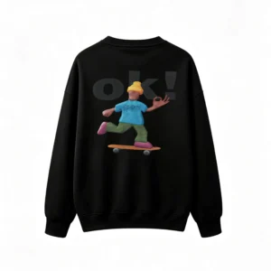 主图_1 Buzo cuello redondo, estampa deporte skate