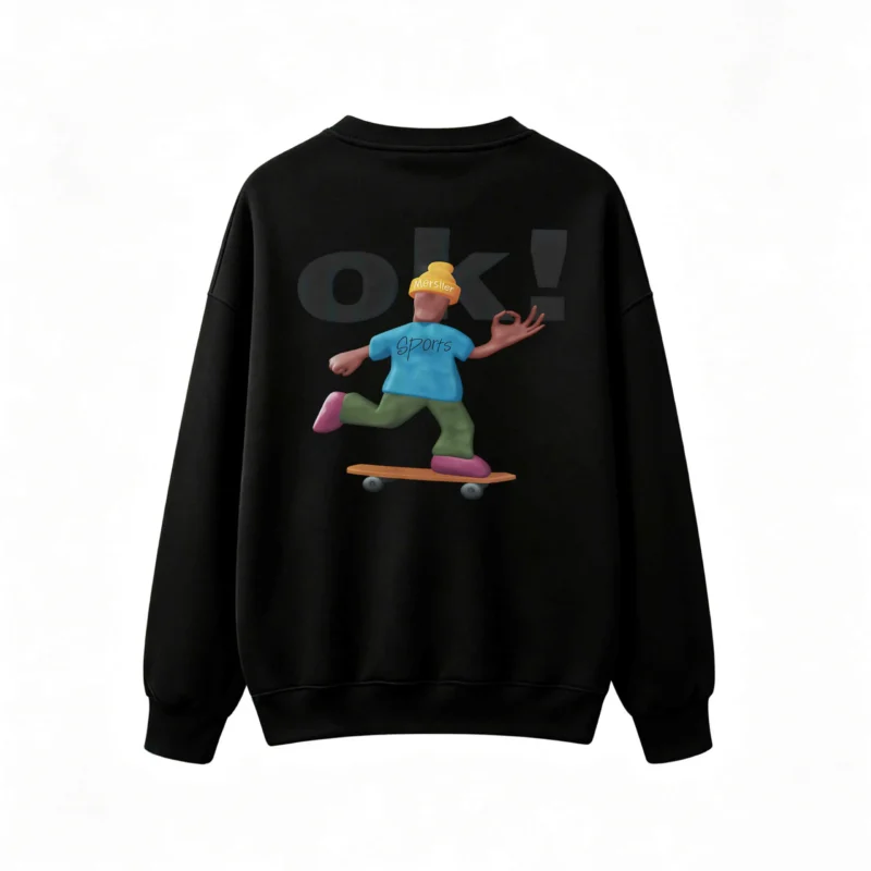 Buzo cuello redondo, estampa deporte skate
