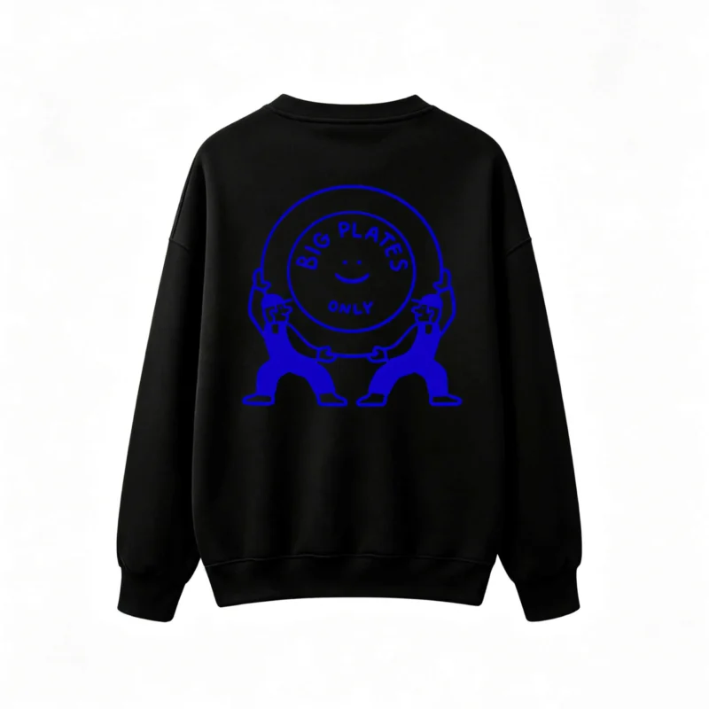Buzo cuello redondo, estampa frase Big Plates Only